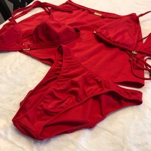 Red Venus bikini set with coverup